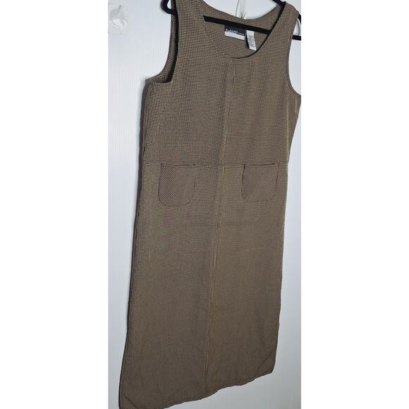 Vintage 90s Gingham Jumper Maxi Dress Large Plaid Academia Cottage Forest Fall - Picture 4 of 11